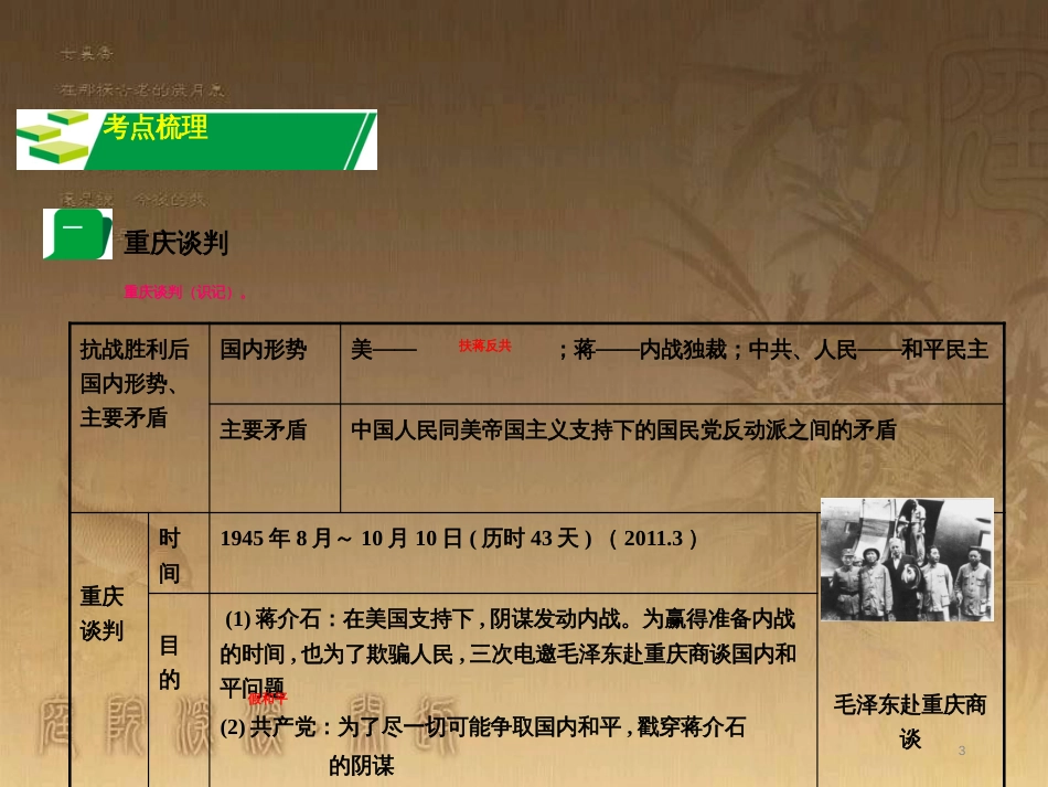 中考历史 主题5 人民解放战争的胜利复习课件_第3页