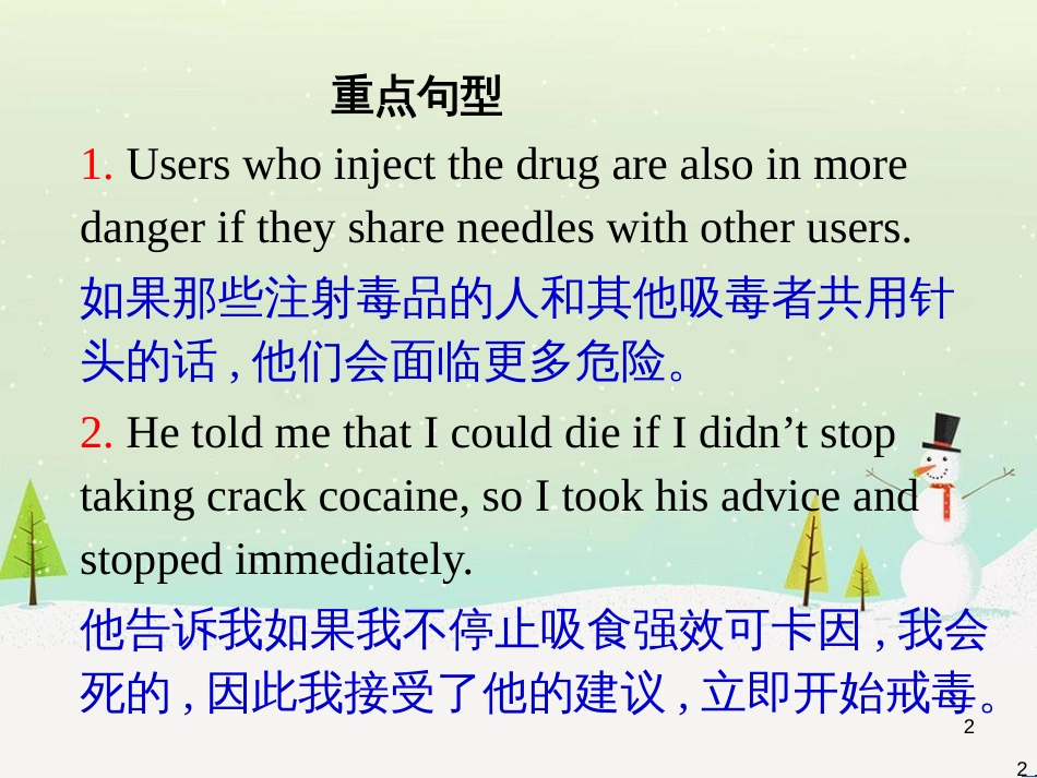 高中英语一轮复习 Module2 No Drugs课件 外研版必修2_第2页