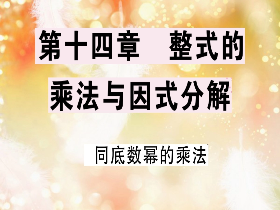 八年级数学上册 第十四章《整式的乘法与因式分解》14.1 整式的乘法 14.1.1 同底数幂的乘法课件 （新版）新人教版_第1页