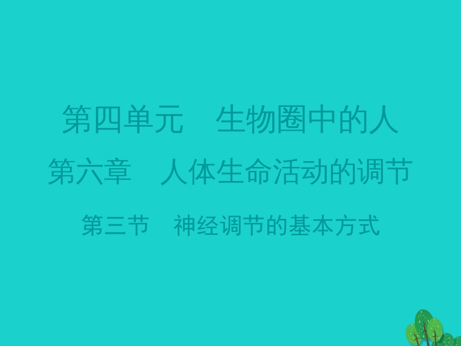 广东省20152016七年级生物下册 第6章 第三节 神经调节的基本方式导练课件 （新版）新人教版_第1页