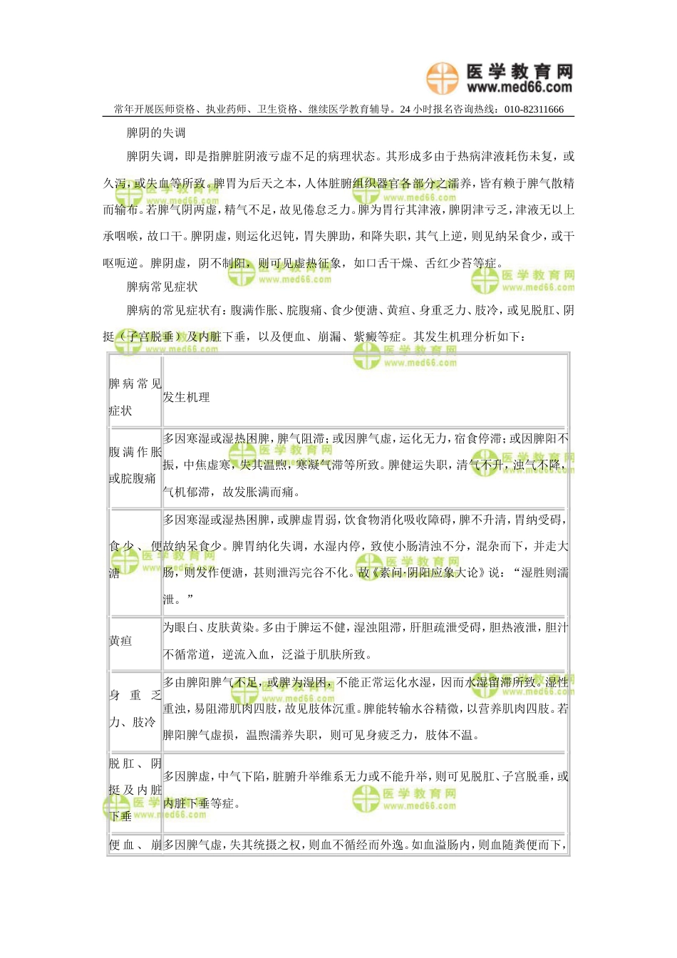 中医执业医师考试重点汇总：脾的病机[共3页]_第2页