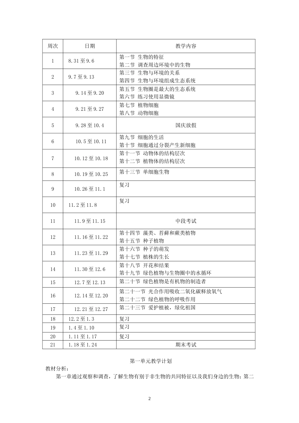 新人教版七年级生物上册教案全册[共67页]_第2页