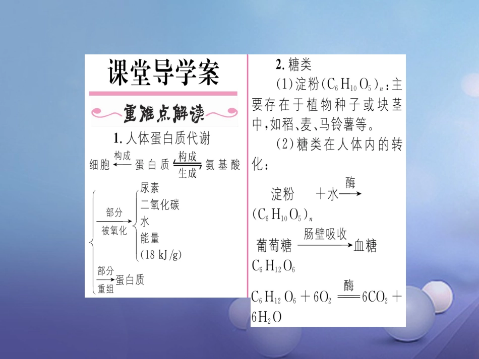 九年级化学下册 第12单元 化学与生活 课题1 人类重要的营养物质习题课件 （新版）新人教版_第2页