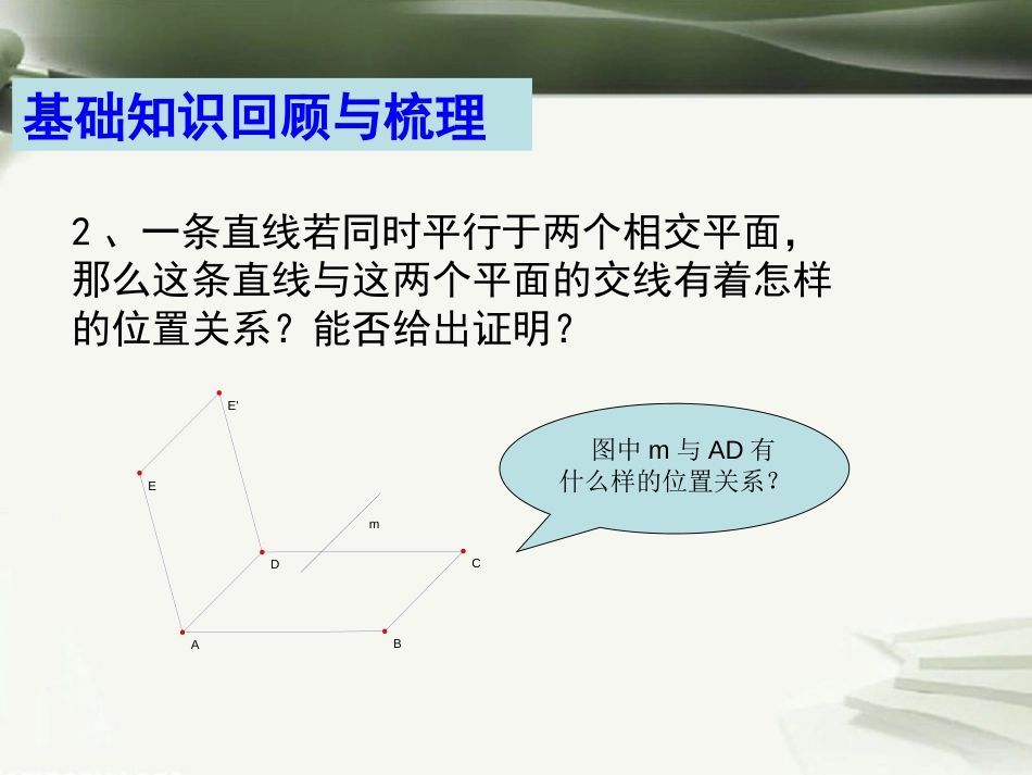 年高考数学一轮复习 第十章 立体几何初步 第68课 直线与平面平行课件_第3页