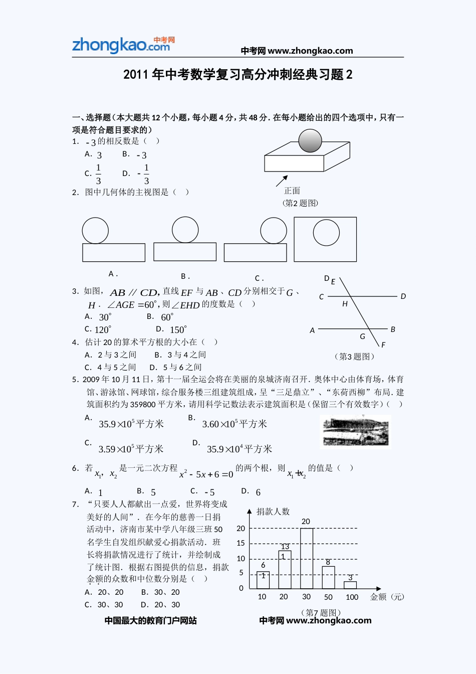 中考数学复习高分冲刺经典习题 _第1页