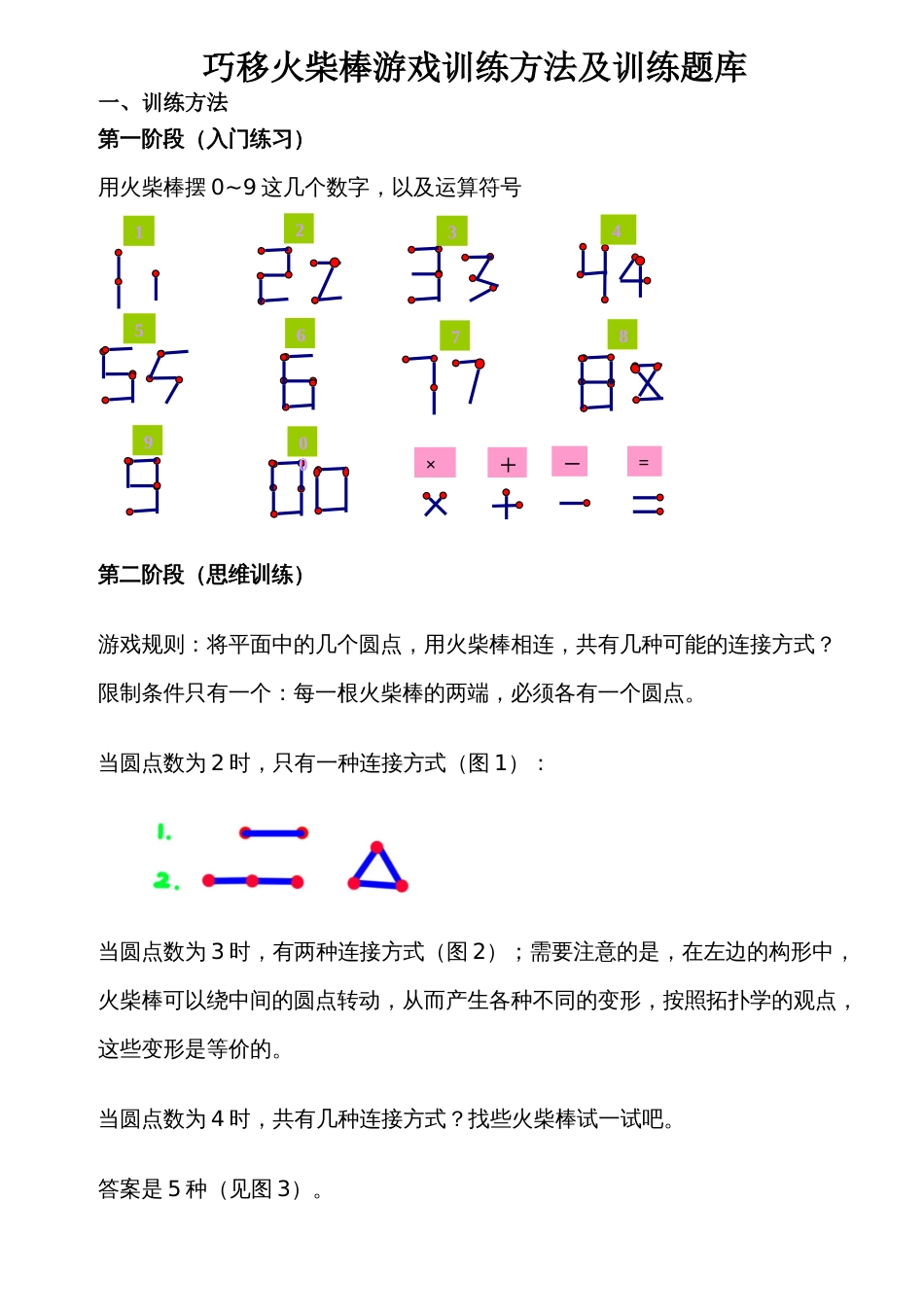 巧移火柴棒游戏训练方法及训练题库[共11页]_第1页