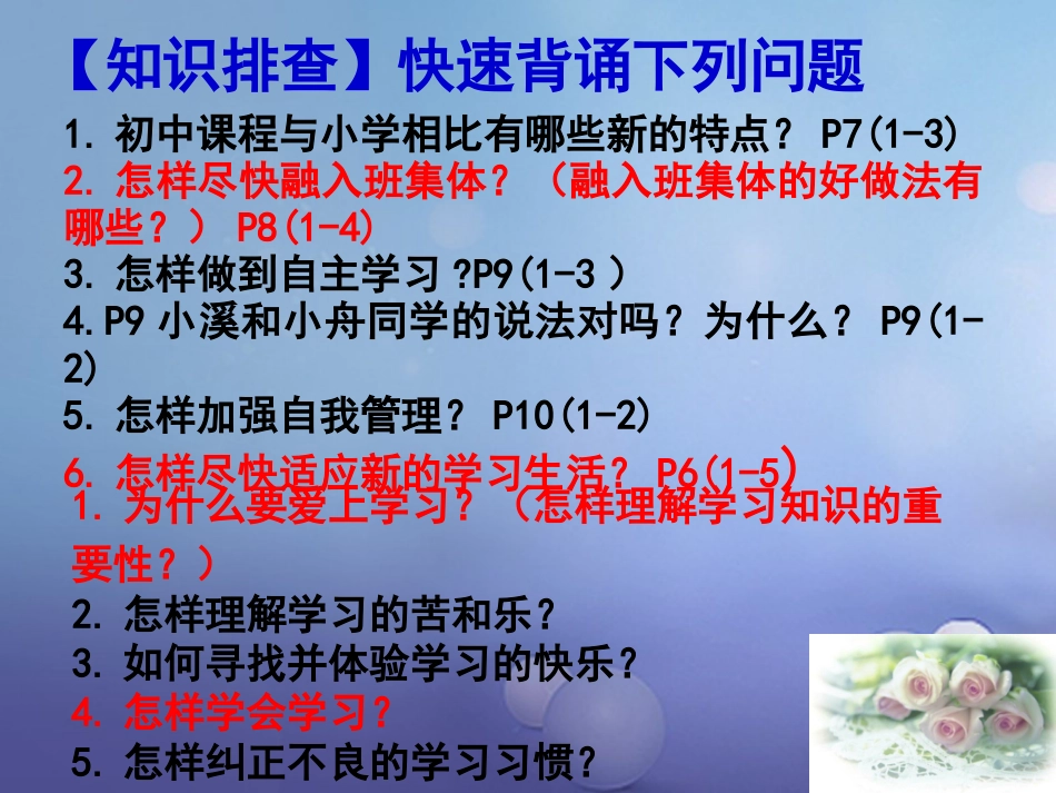 七年级道德与法治上册 第一单元 走进新的学习生活 第一课 新生活 新面貌复习课件 鲁人版六三制_第2页