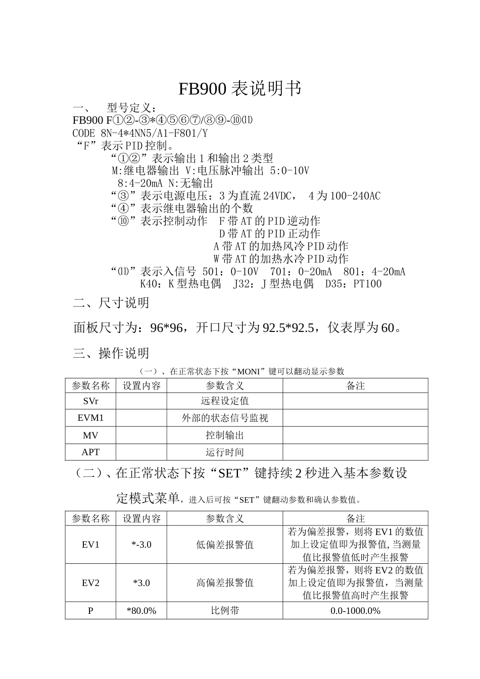 日本理化RKCFB900表说明书_第1页