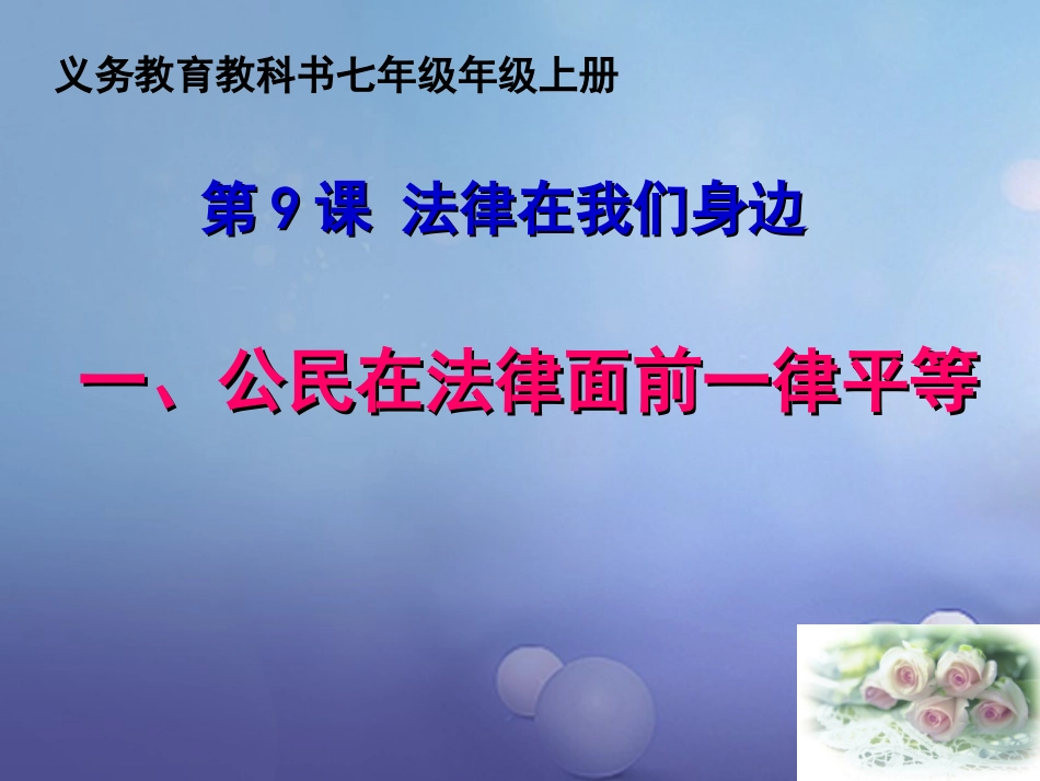 七年级道德与法治上册 第五单元 走近法律 与法同行 第九课 法律在我们身边 第2框 公民在法律面前一律平等课件 鲁人版六三制_第2页