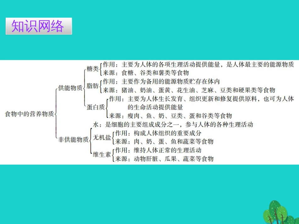 广东省20152016七年级生物下册 第2章 第一节 食物中的营养物质导练课件 （新版）新人教版_第2页