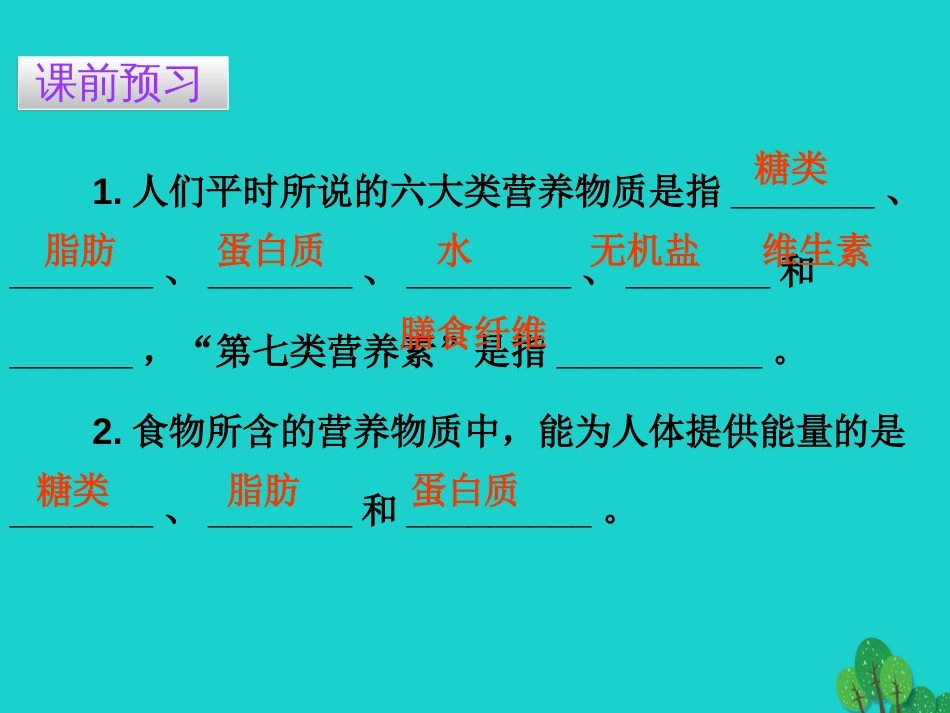 广东省20152016七年级生物下册 第2章 第一节 食物中的营养物质导练课件 （新版）新人教版_第3页