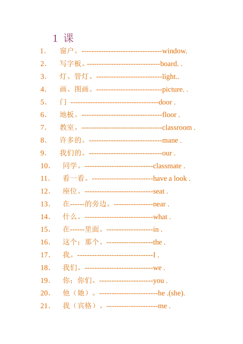 小学四年级英语单词[共6页]_第1页