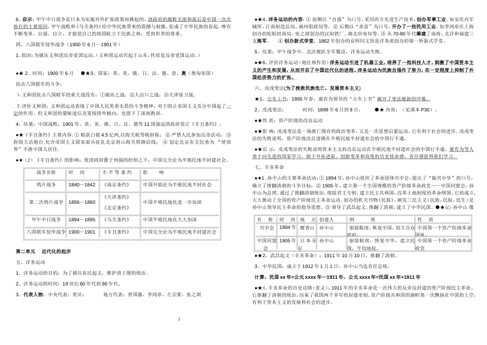 岳麓版下期八年级中国历史（上）复习提纲_第2页