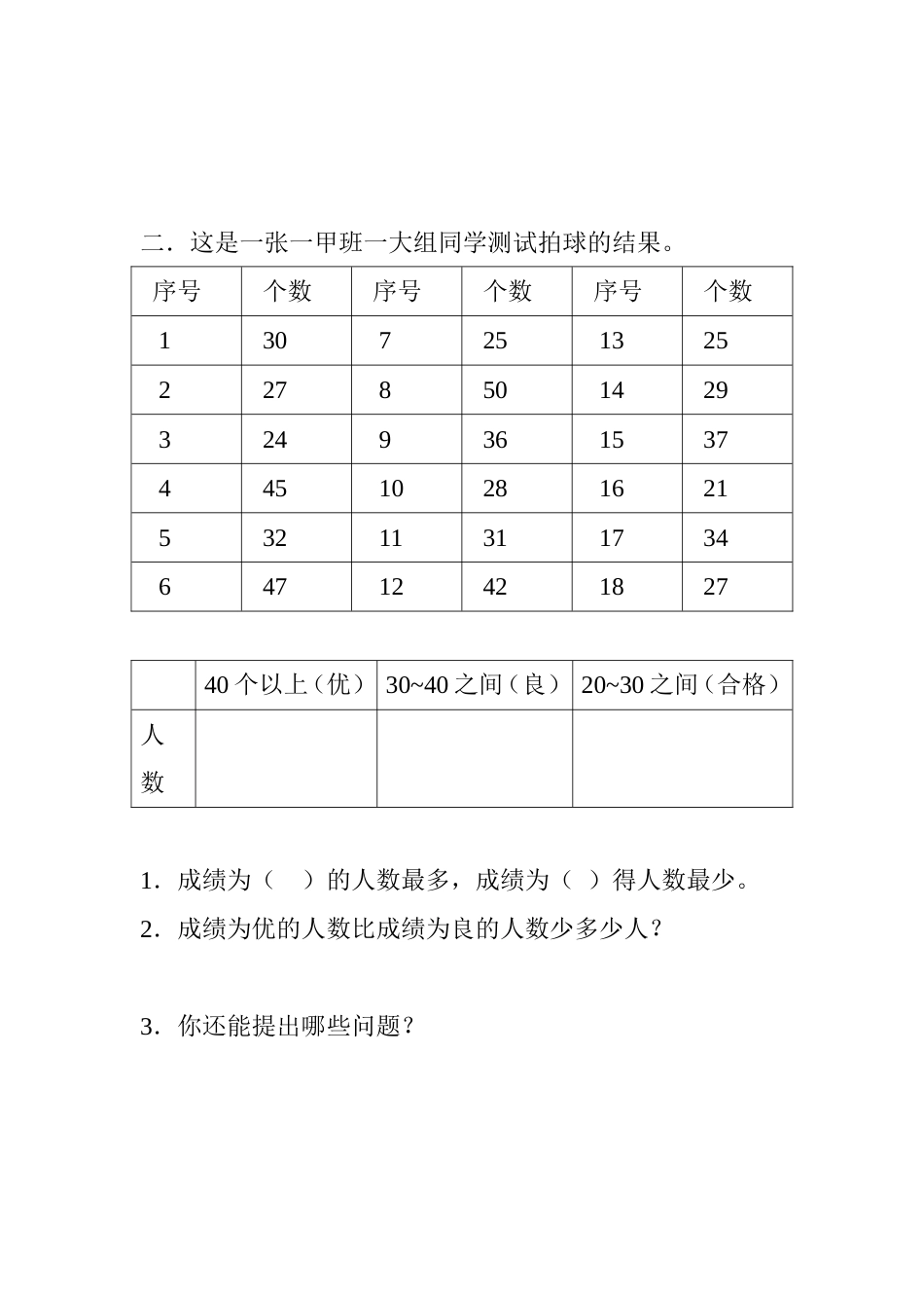 小学一年级统计练习题[共3页]_第2页