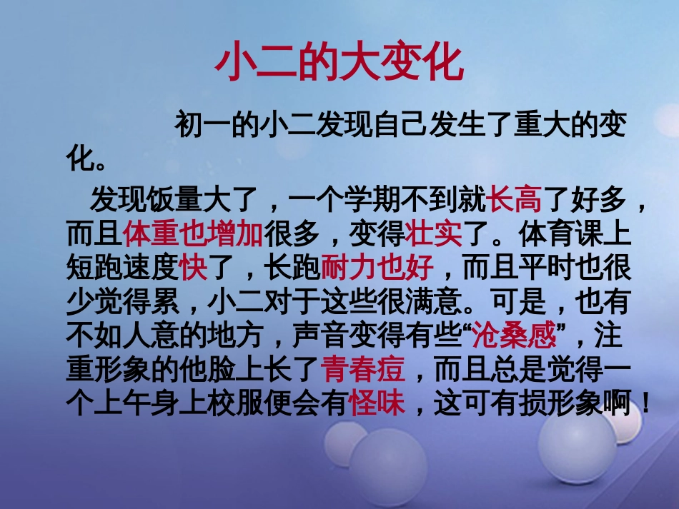 七年级道德与法治下册 第一单元 青春时光 第一课 青春的邀约 第1框 悄悄变化的我课件1 新人教版_第2页