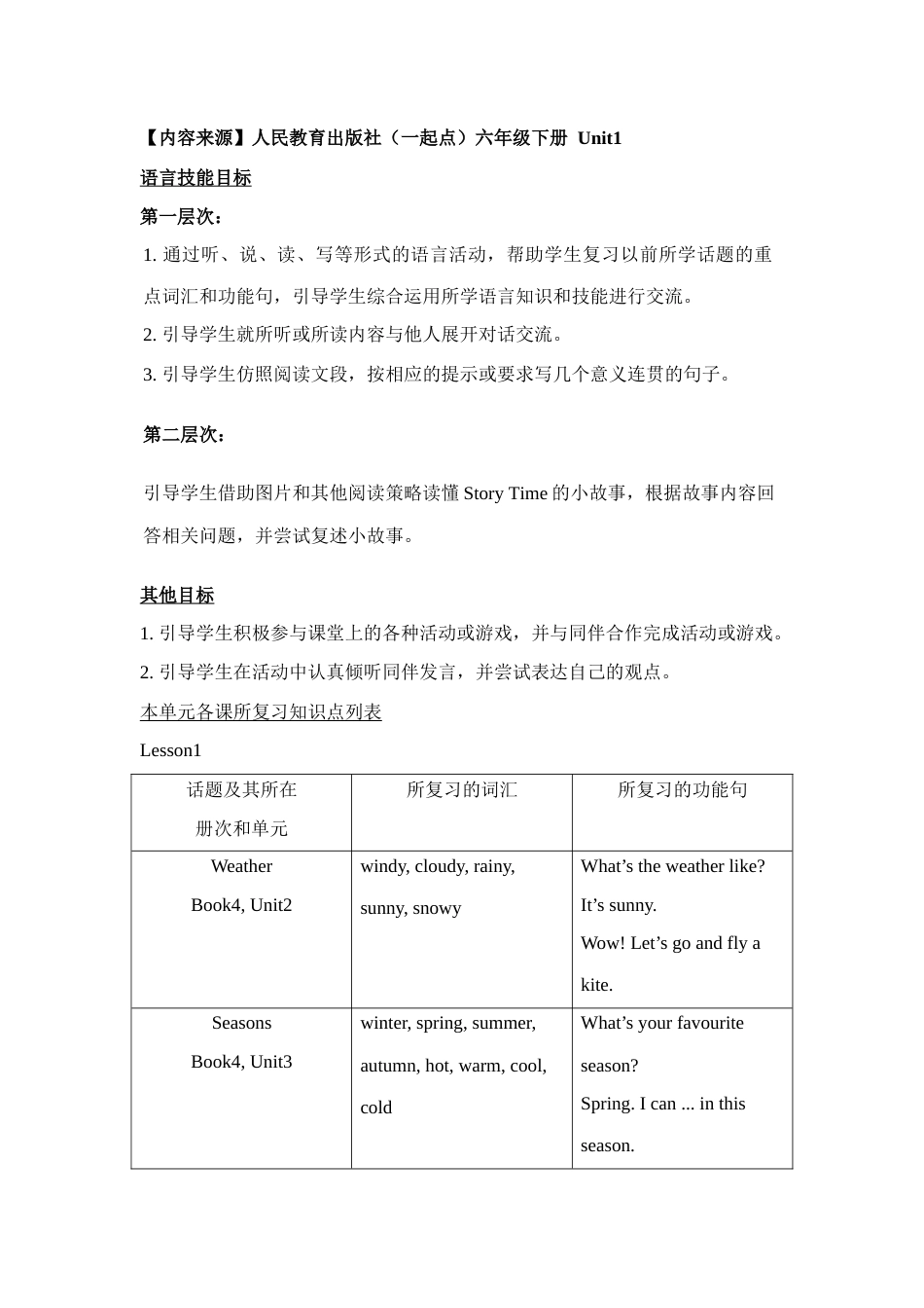 新起点人教版英语六年级下册教案[共127页]_第3页