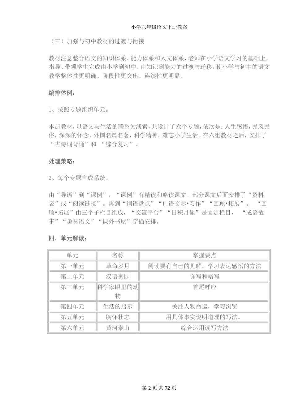小学六年级语文下册教案全册[共72页]_第2页