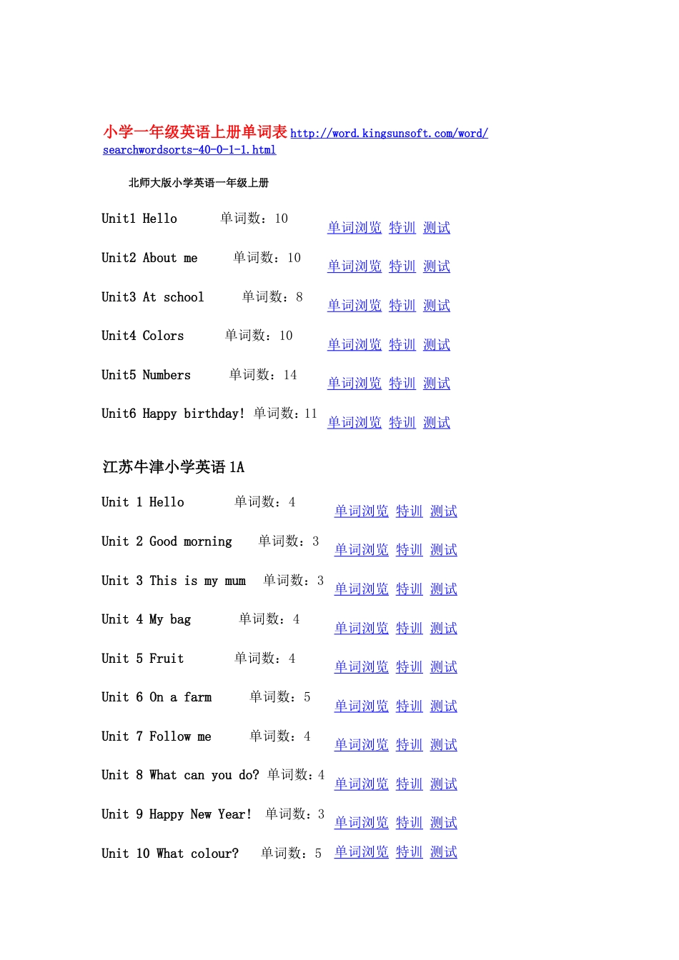 小学一年级上册英语单词表[共4页]_第1页