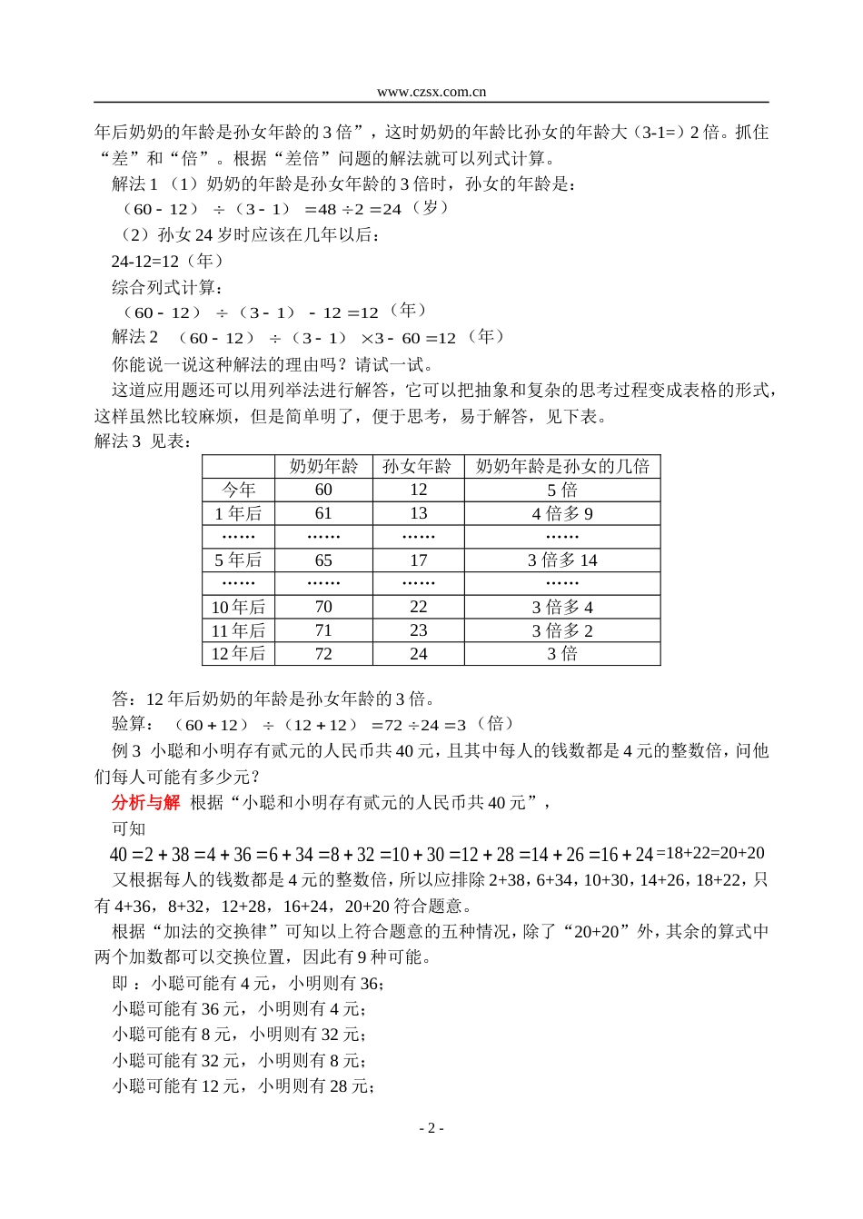 小学数学奥林匹克辅导及练习用列表法解应用题含答案_第2页