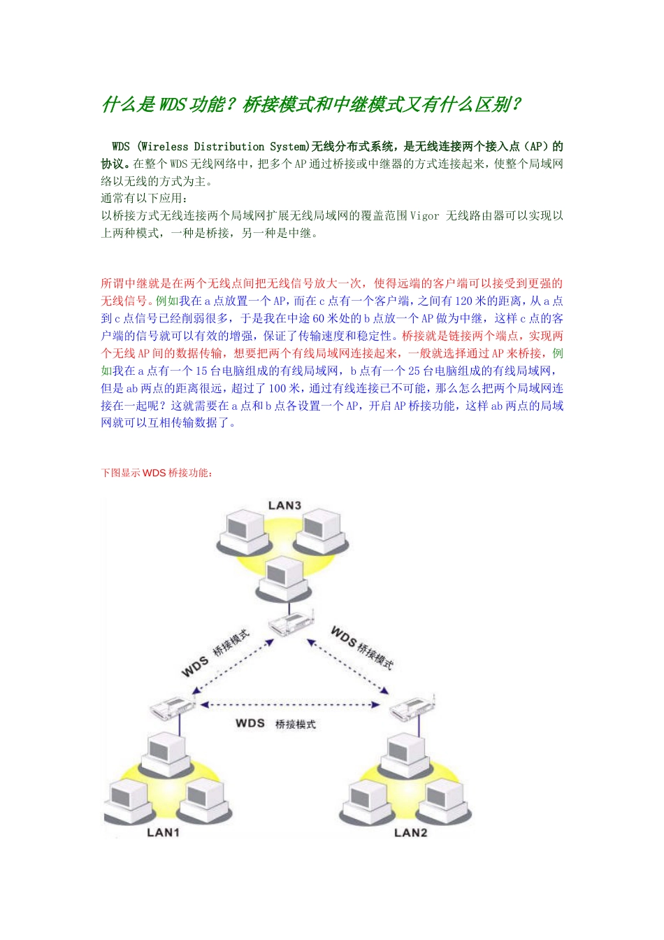 什么是WDS功能？桥接模式和中继模式又有什么区别？[共3页]_第1页