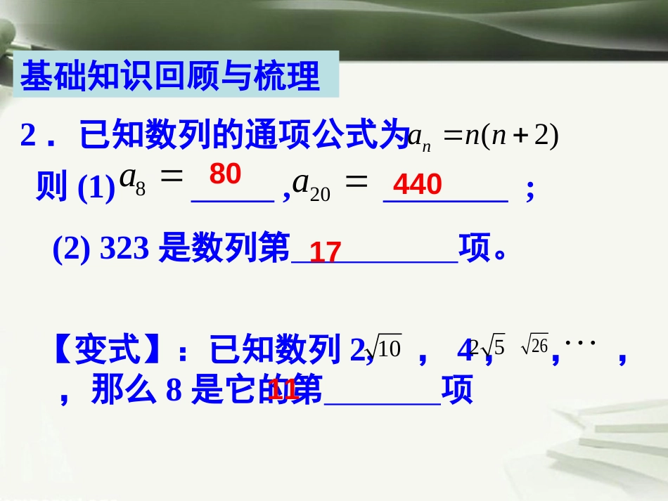 年高考数学一轮复习 第九章 数列 第60课 数列的概念及简单表示课件_第3页