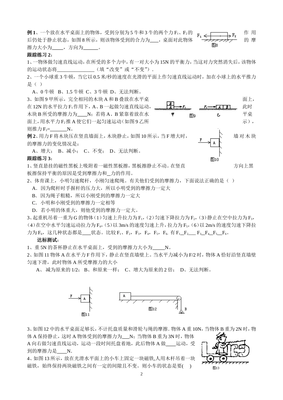 新课标沪科版初中物理八年级《第九章机械与人》中考重点梳理_第2页