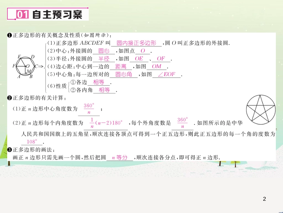 hxwAAA2016年秋九年级数学上册 24.3 正多边形和圆课件 （新版）新人教版_第2页