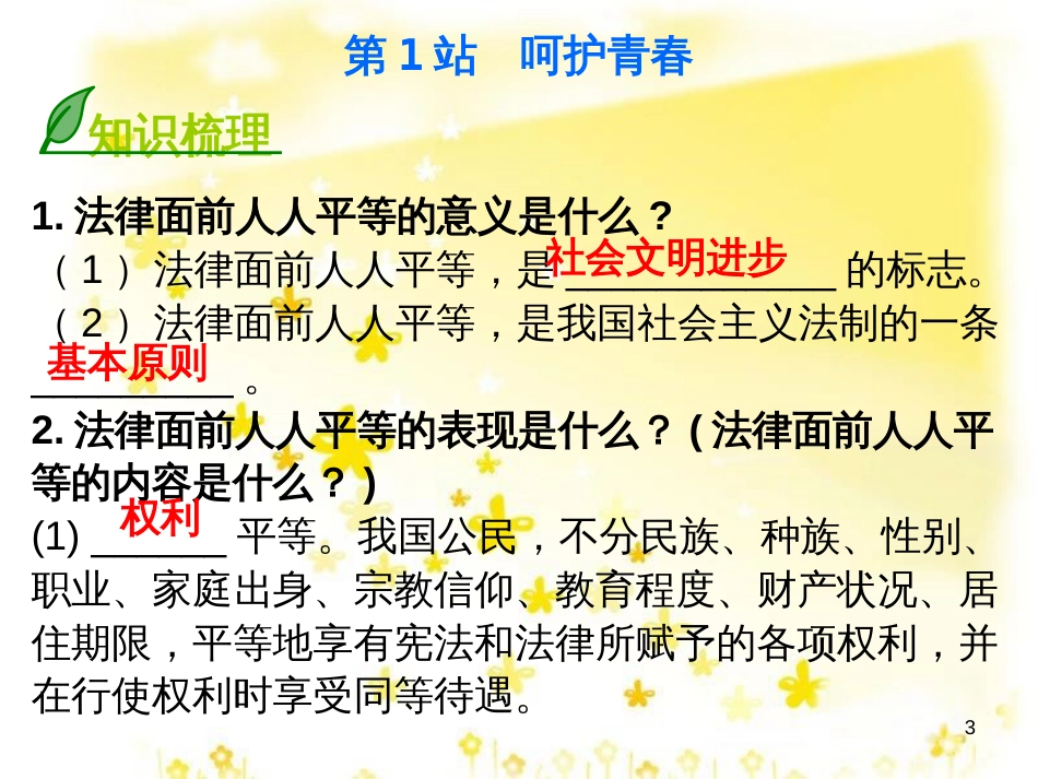 八年级政治下册 第三单元 感受法律的权威 第7课 法律面前人人平等 第1站 呵护青春课件 北师大版_第3页