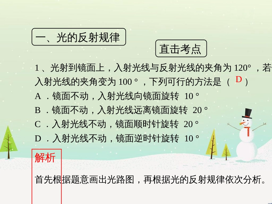八年级物理上册 3.2《探究光的反射规律》考点方法课件 （新版）粤教沪版_第3页