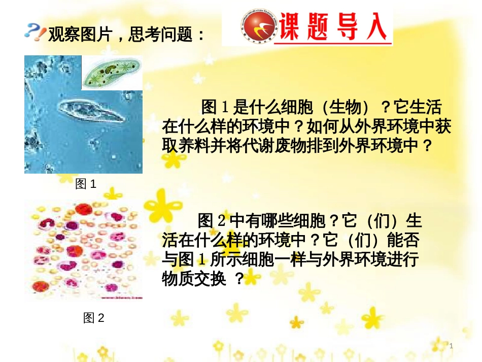 高中生物 第一章 人体的内环境与稳态 1.1 细胞生活的环境课件 新人教版必修3_第1页