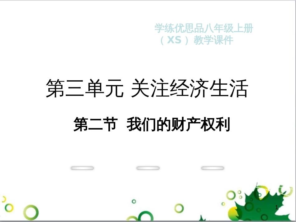 八年级政治上册 第三单元 关注经济生活 第二节 我们的财产权利教学课件 湘教版_第1页