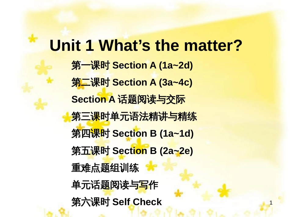 八年级英语下册 随堂特训 Unit 1 What’s the matter课件 （新版）人教新目标版_第1页