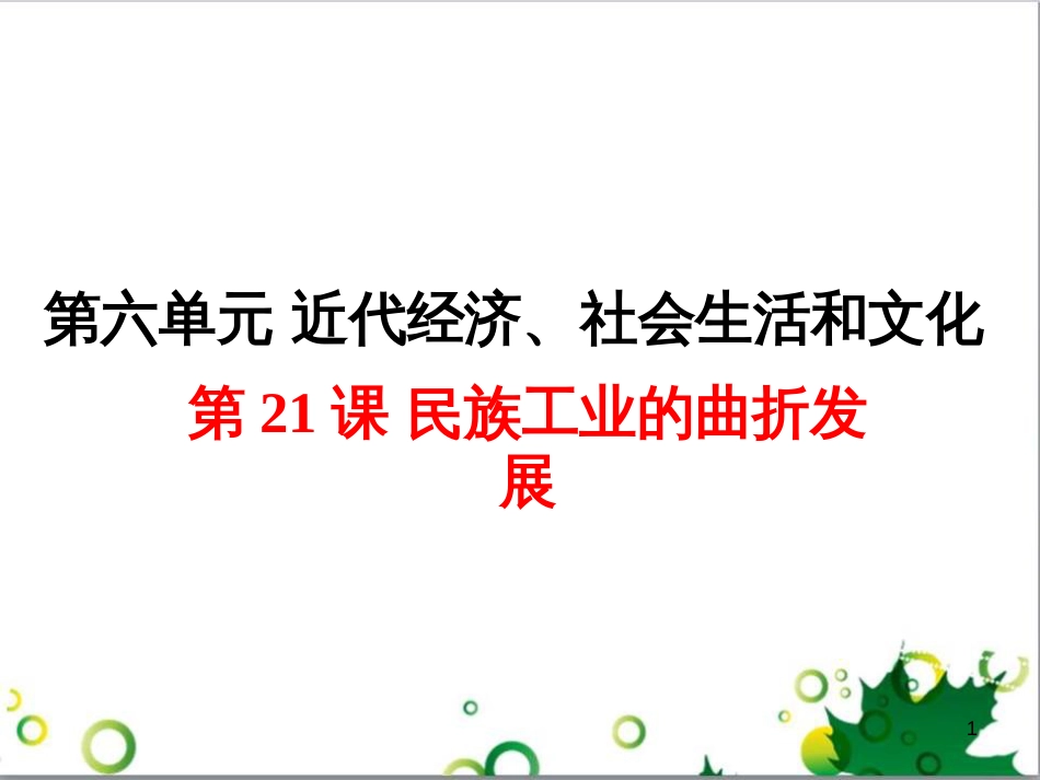 八年级历史上册 第21课 民族工业的曲折发展课件1 岳麓版_第1页