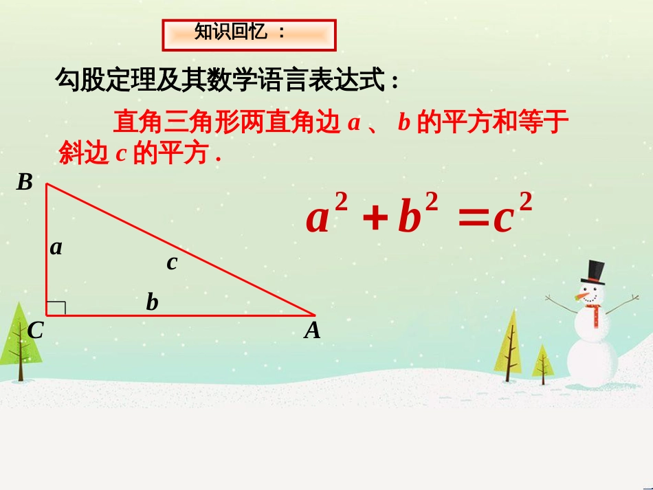 八年级数学上册 第十四章 勾股定理 14.2 勾股定理的应用（1）课件 （新版）华东师大版_第2页