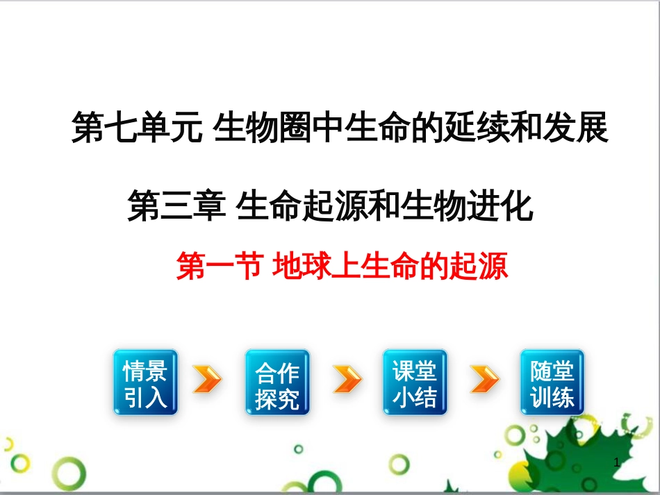 八年级生物下册 第七单元 第三章 第一节 地球上生命的起源课件 （新版）新人教版_第1页
