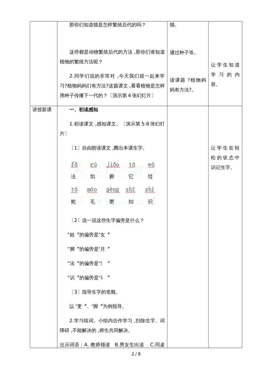 二年级上册语文教案1.3《植物妈妈有办法》∣人教新课标_第2页