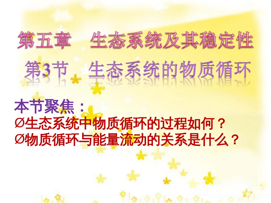 高中生物 第五章 生态系统及其稳定性 5.3 生态系统的物质循环教学课件 新人教版必修3_第1页