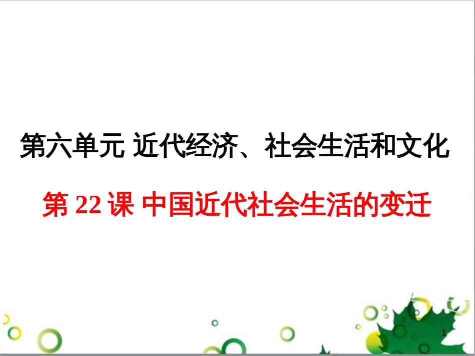 八年级历史上册 第22课 中国近代社会生活的变迁课件1 岳麓版_第1页