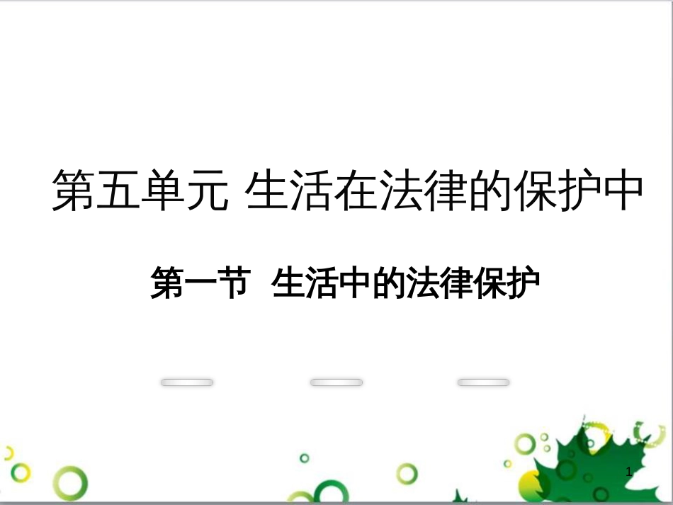 八年级政治上册 第五单元 生活在法律的保护中 第一节 生活中的法律保护教学课件 湘教版_第1页