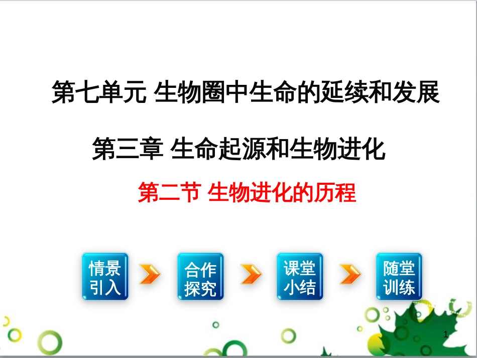 八年级生物下册 第七单元 第三章 第二节 生物进化的历程课件 （新版）新人教版_第1页