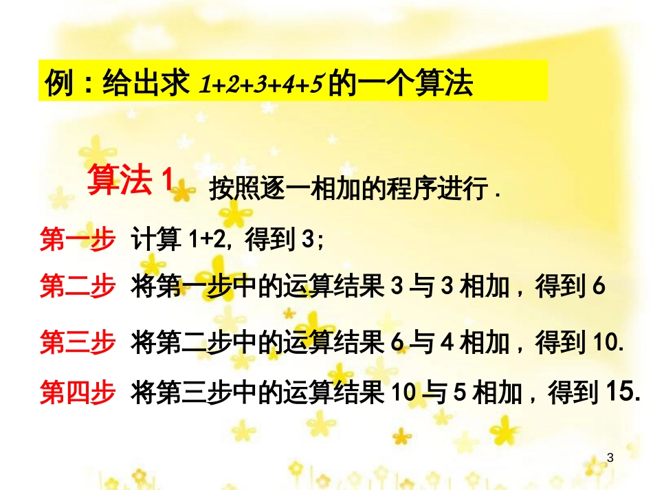 高中数学 1.1《算法的含义》课件2 苏教版必修3_第3页