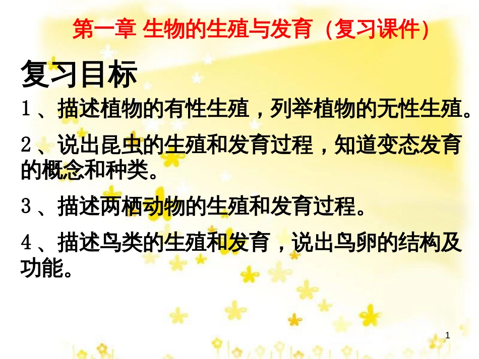 八年级生物下册 第七单元 第一章 生物的生殖和发育复习课件 （新版）新人教版_第1页