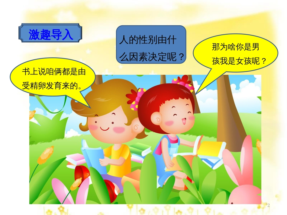 八年级生物下册 第六单元 第二章 第一节 遗传（三）《人的性别决定》课件 （新版）冀教版_第2页