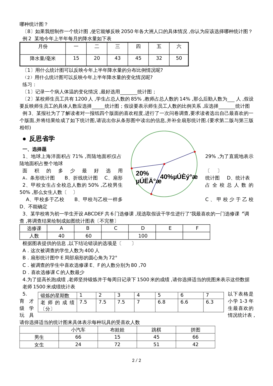 北师大版数学七上6.4《统计图的选择》 学案（无答案）_第2页