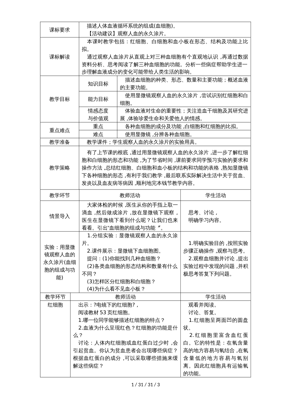 第2课时　血细胞的比较_第1页