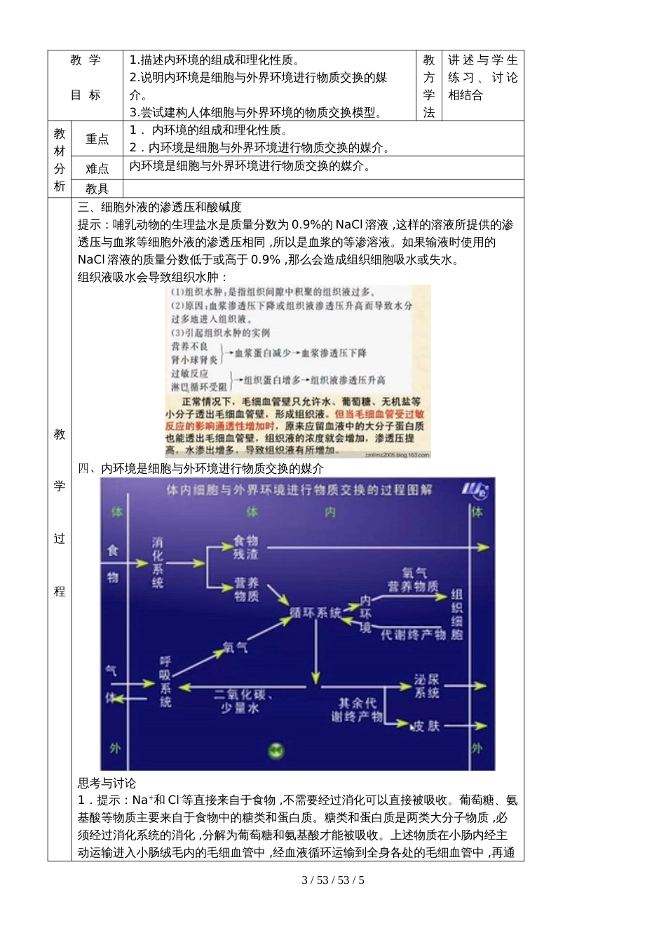 必修三第一章 人体的内环境与稳态教案_第3页