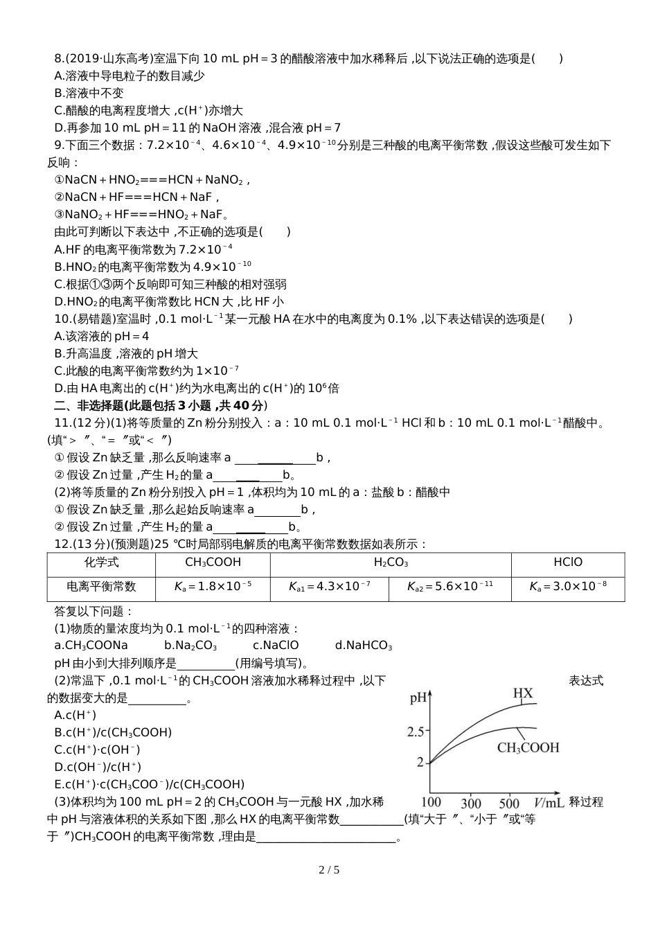 （全程复习方略）高考化学第五次阶段滚动检测 (6)_第2页