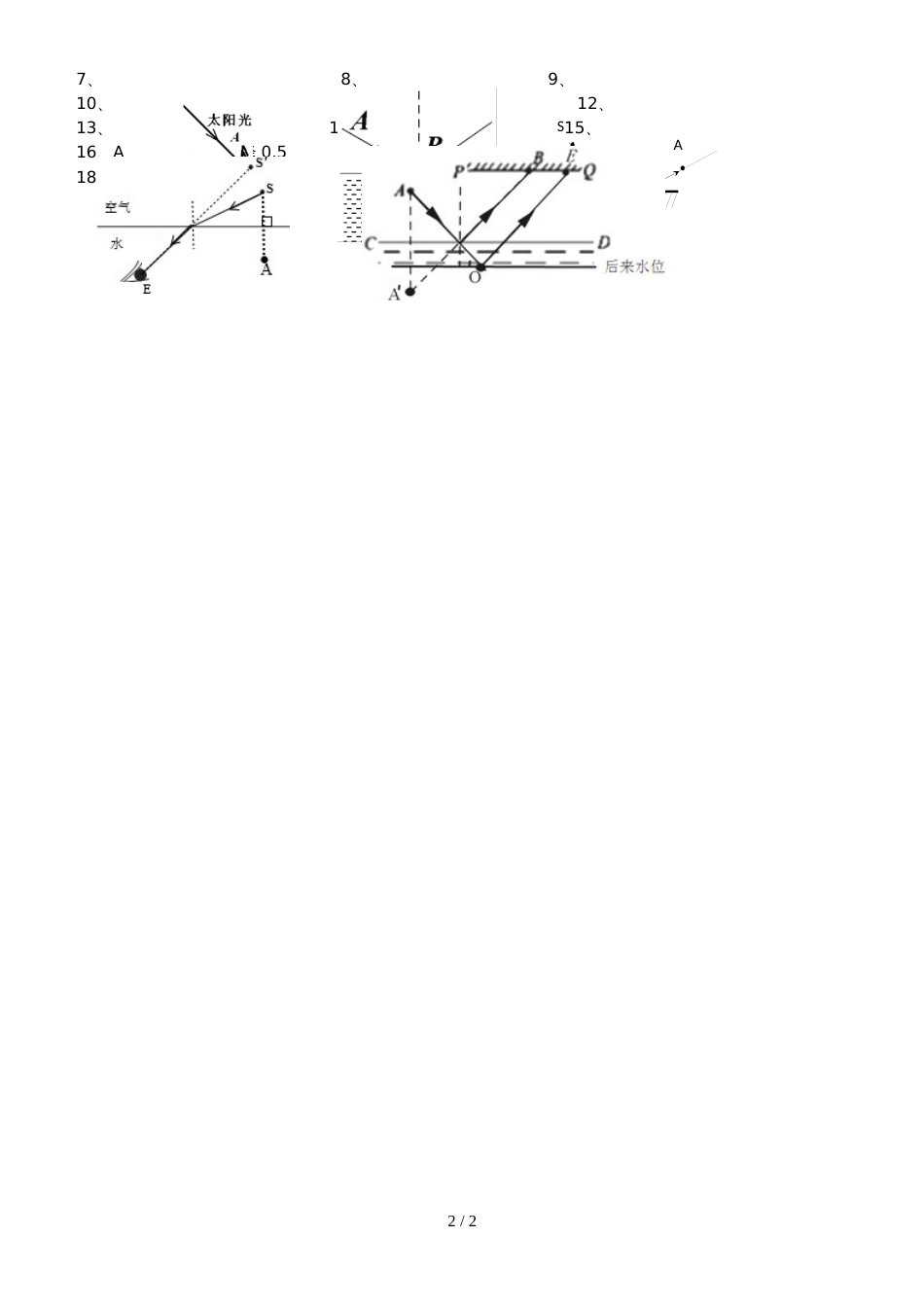 八年级上册 光学作图专题复习（含答案）_第2页