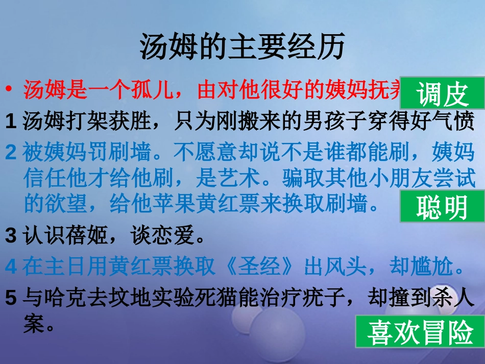 广东省2017届中考语文《汤姆索亚历险记》专项复习课件[共10页]_第2页