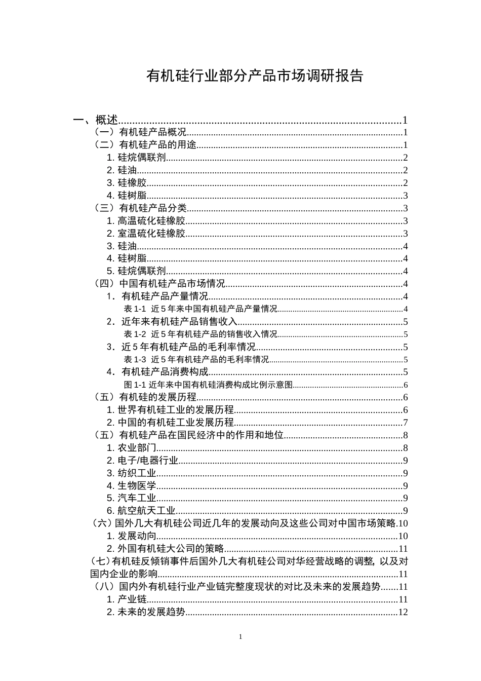 有机硅行业部分产品市场调研报告[共62页]_第1页